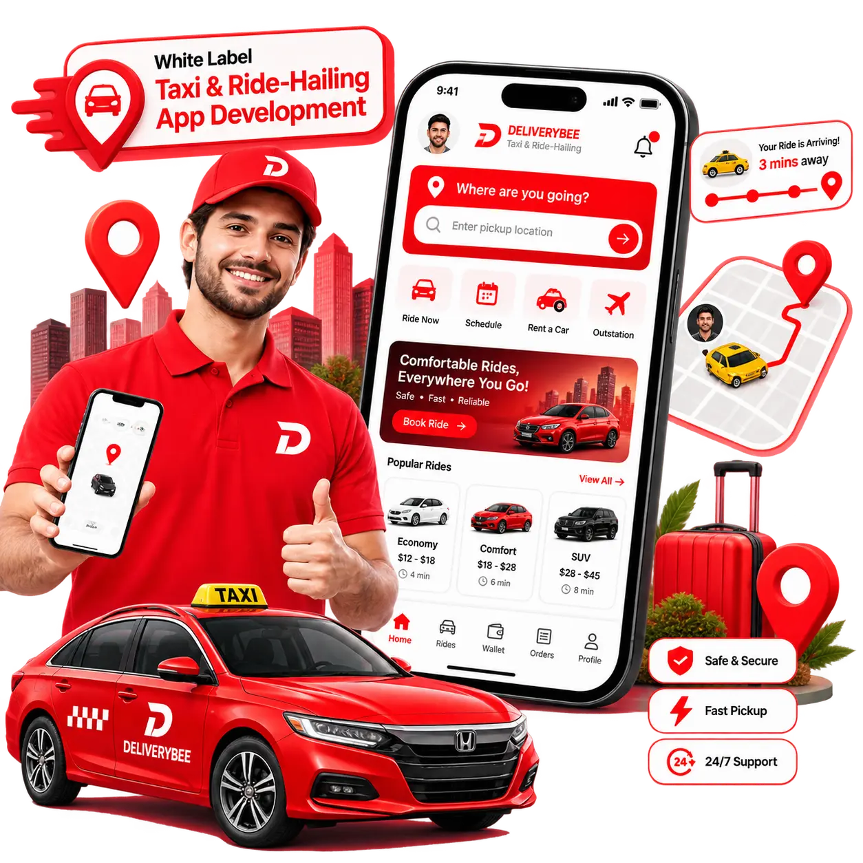 White Label Taxi & Ride-Hailing App Development hero img
