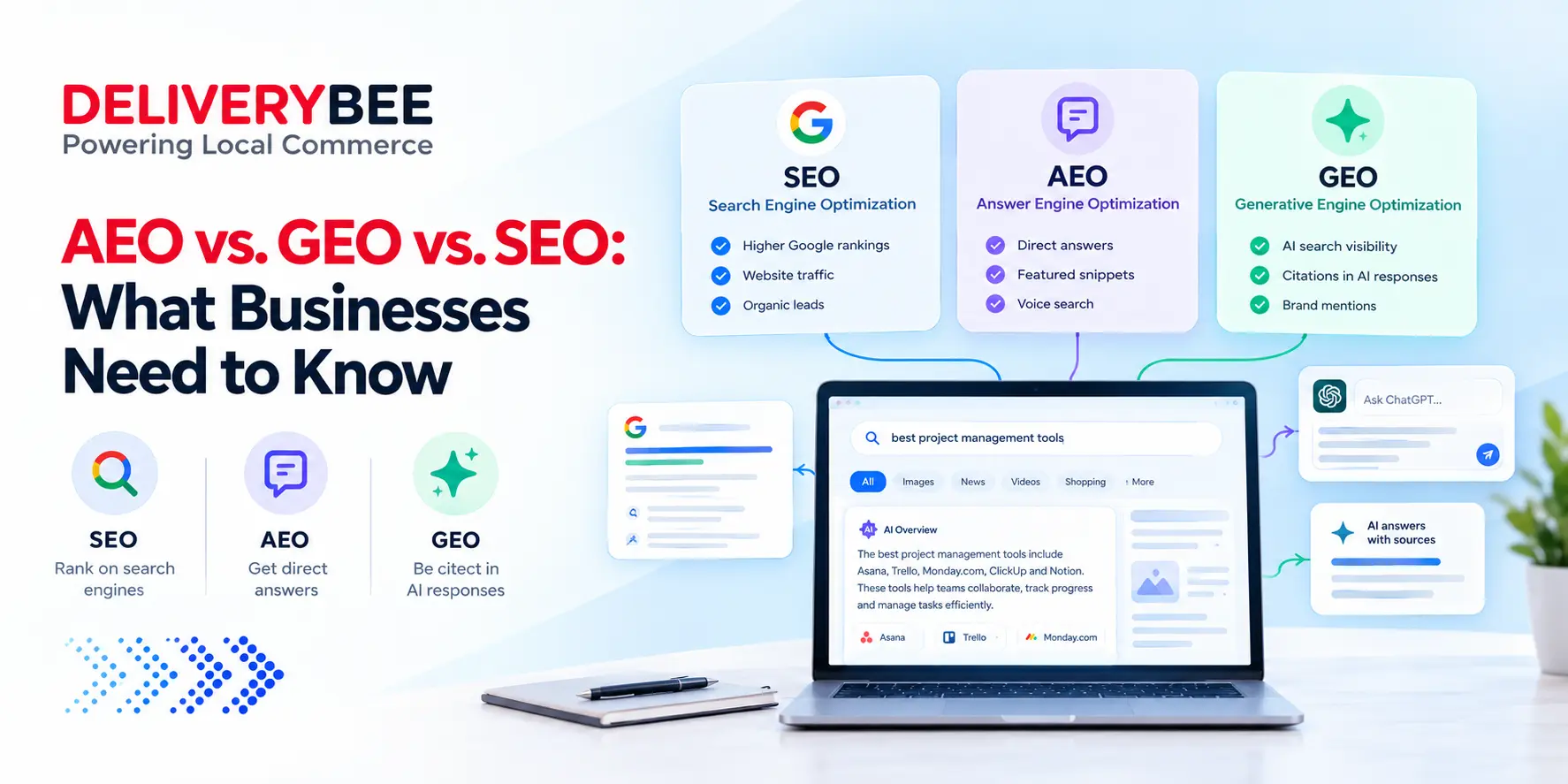 AEO vs. GEO vs. SEO: What Businesses Need to Know